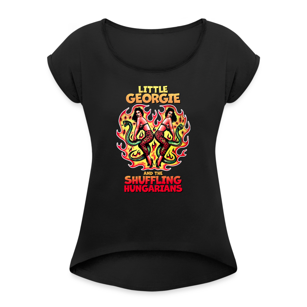 Twin Snakes - Women's Roll Cuff T-Shirt - black