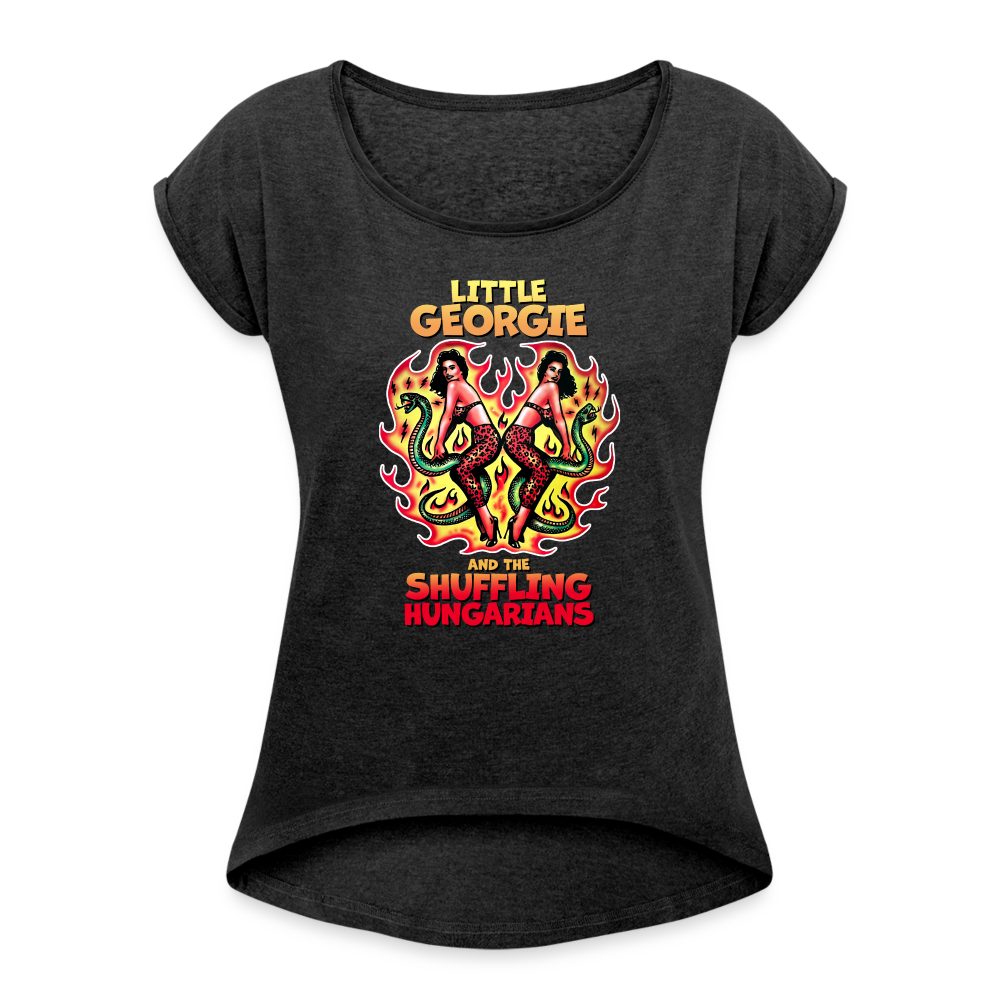 Twin Snakes - Women's Roll Cuff T-Shirt - heather black