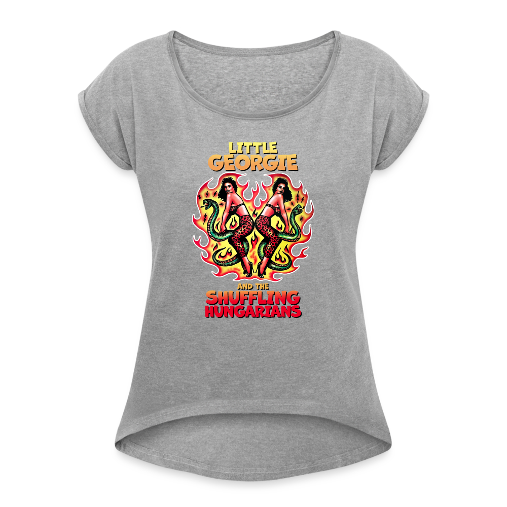 Twin Snakes - Women's Roll Cuff T-Shirt - heather gray