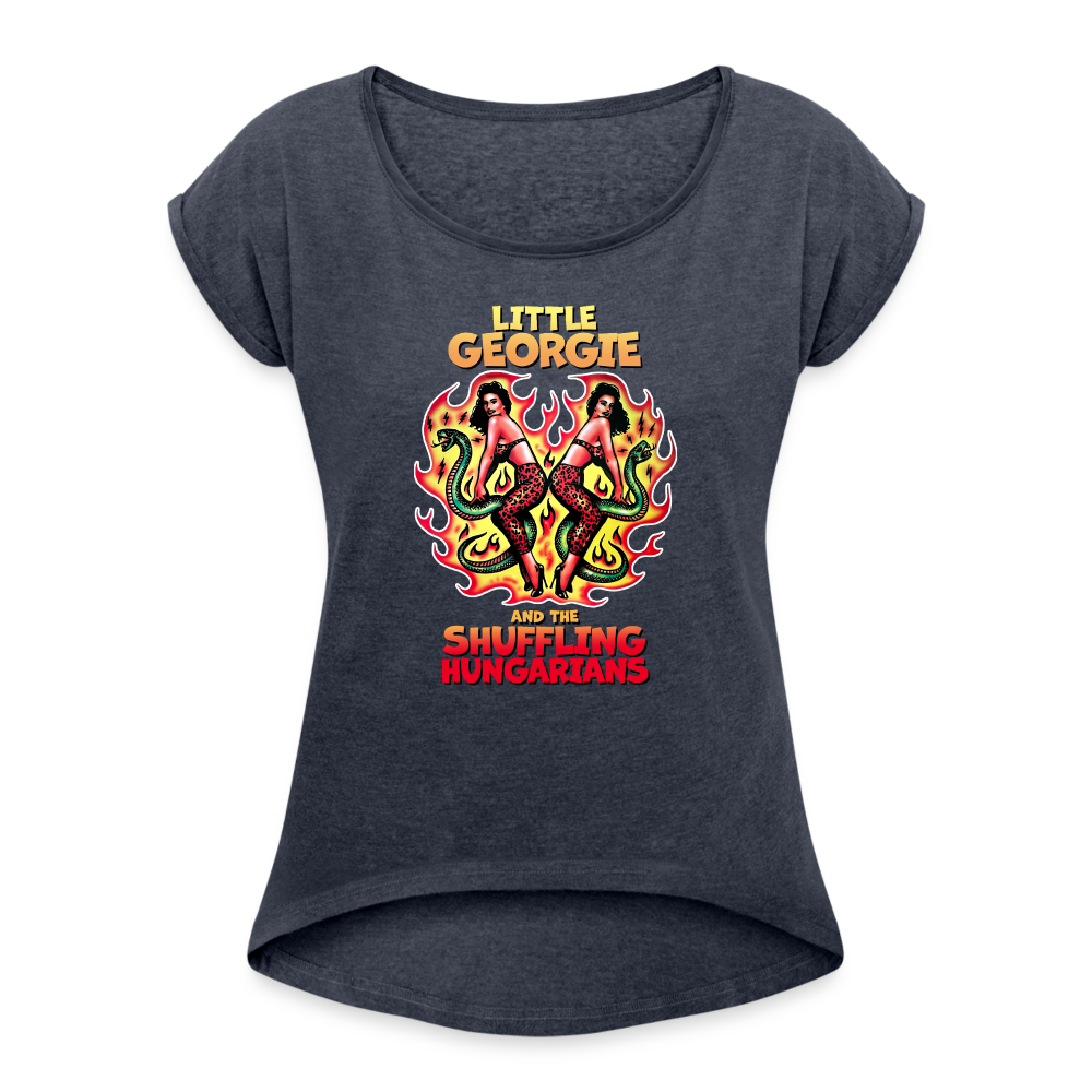 Twin Snakes - Women's Roll Cuff T-Shirt - navy heather