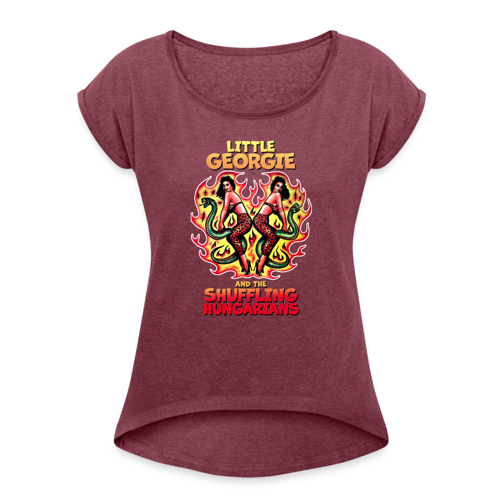 Twin Snakes - Women's Roll Cuff T-Shirt - heather burgundy