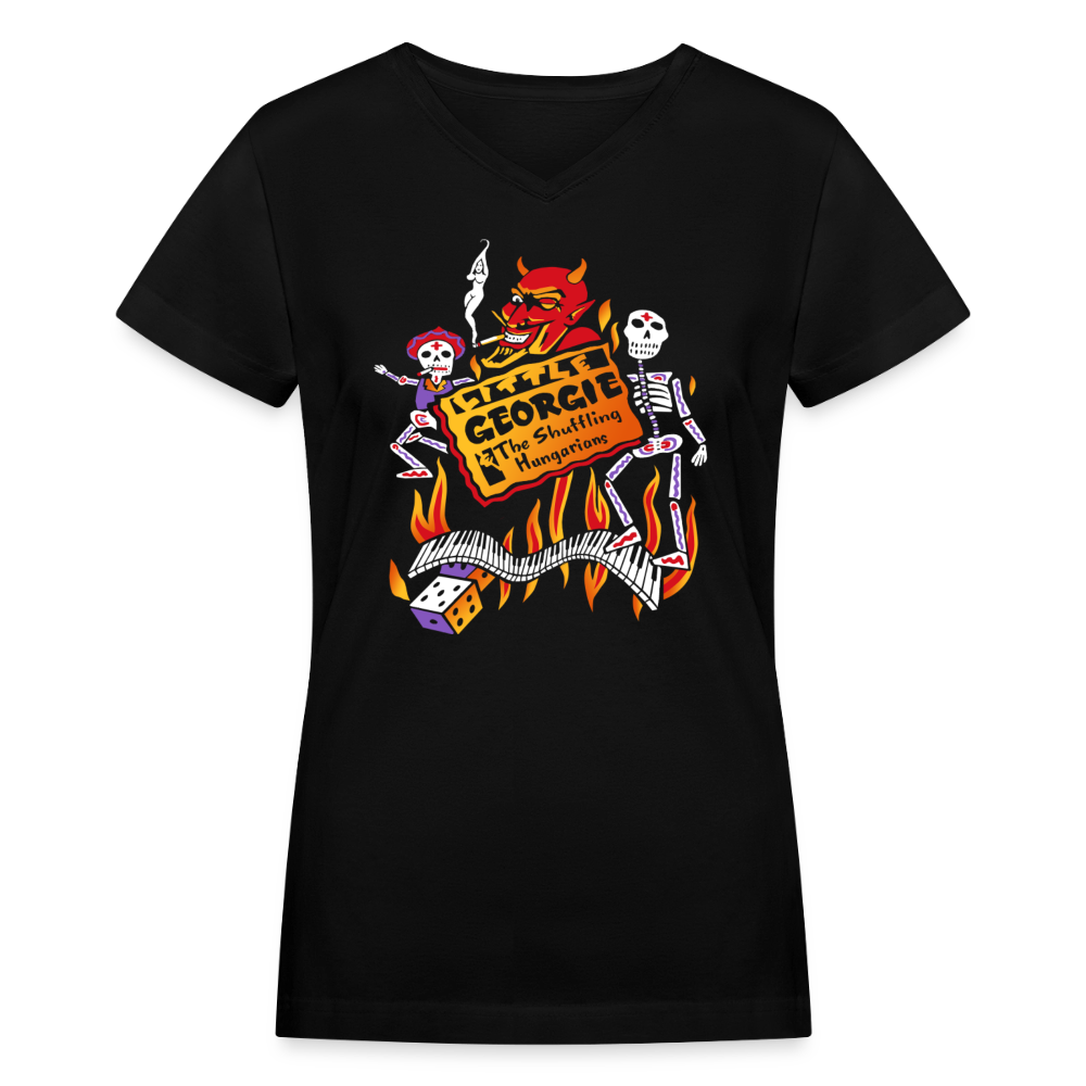 Little Georgie Devil Women's V-Neck T-Shirt - black