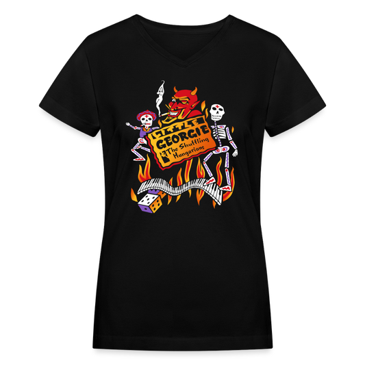 Little Georgie Devil Women's V-Neck T-Shirt - black