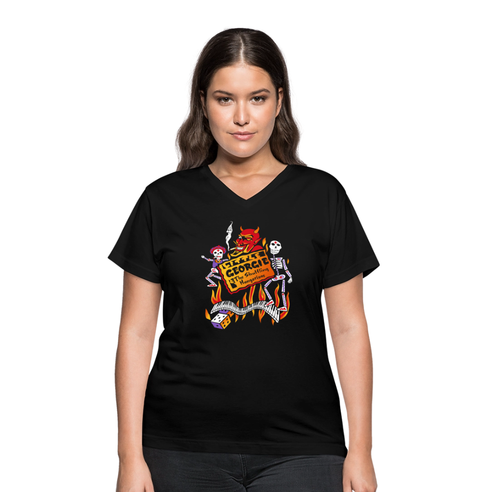 Little Georgie Devil Women's V-Neck T-Shirt - black