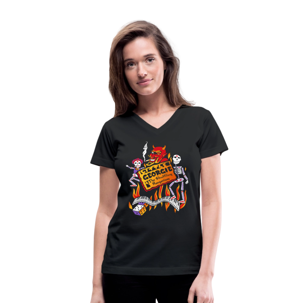 Little Georgie Devil Women's V-Neck T-Shirt - black