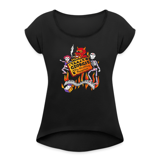 Little Georgie Devil - Women's Roll Cuff T-Shirt - black
