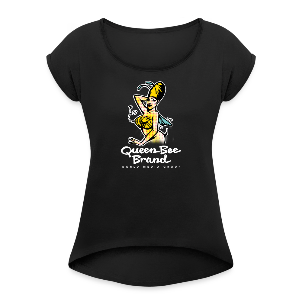 Queen Bee Logo - Women's Roll Cuff T-Shirt - black