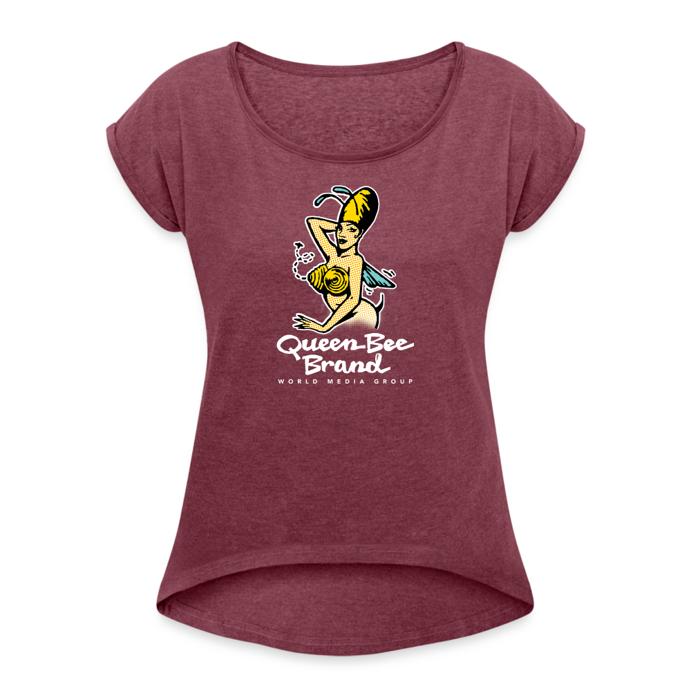 Queen Bee Logo - Women's Roll Cuff T-Shirt - heather burgundy