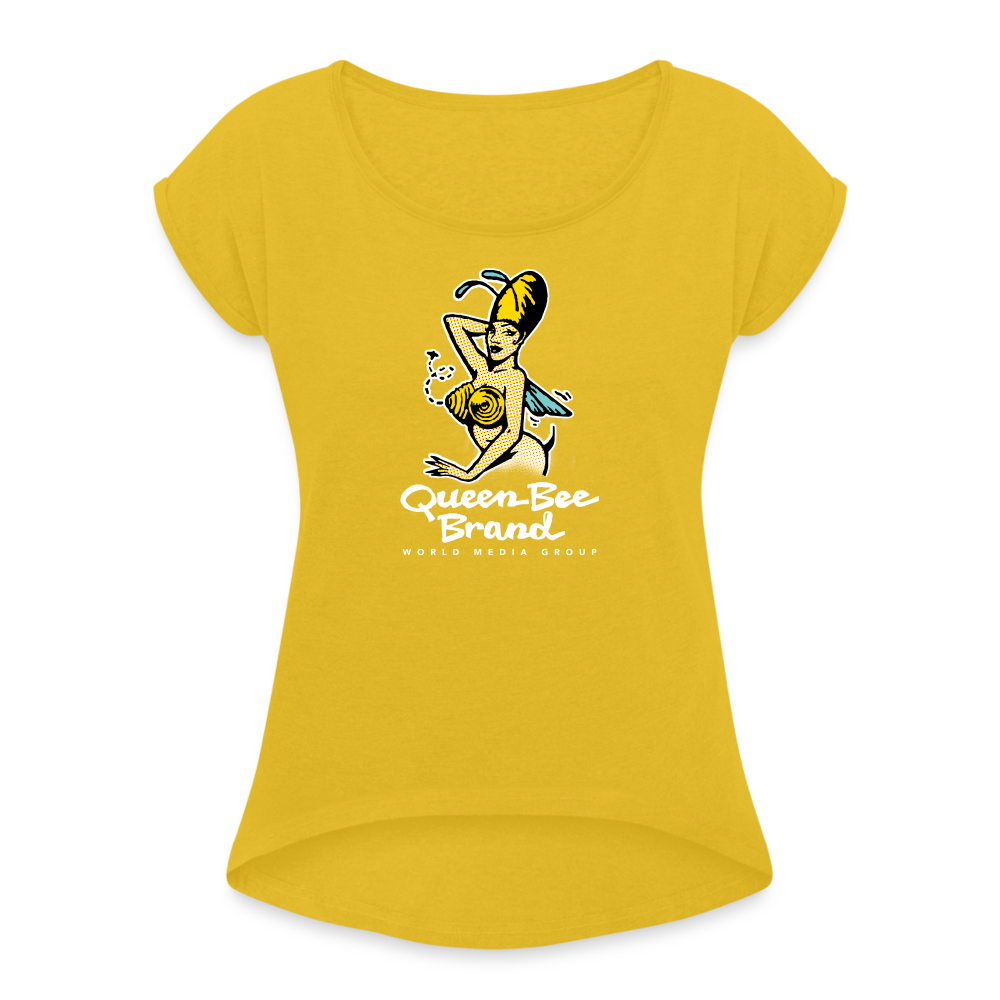 Queen Bee Logo - Women's Roll Cuff T-Shirt - mustard yellow