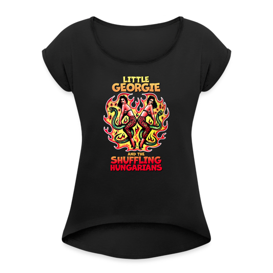 Twin Snakes - Women's Roll Cuff T-Shirt - black