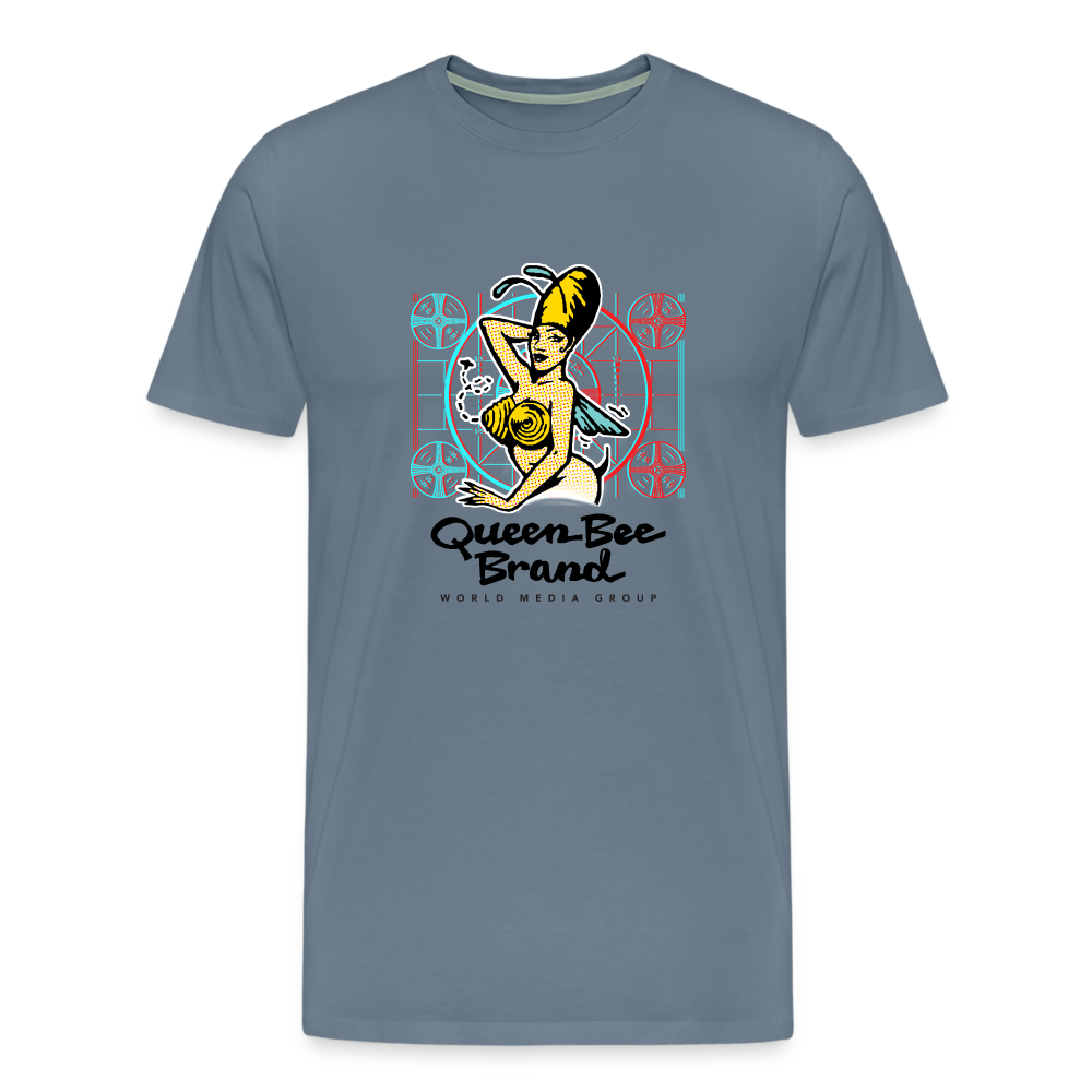 Queen Bee Brand Screen Test - Men's Premium Tshirt - steel blue